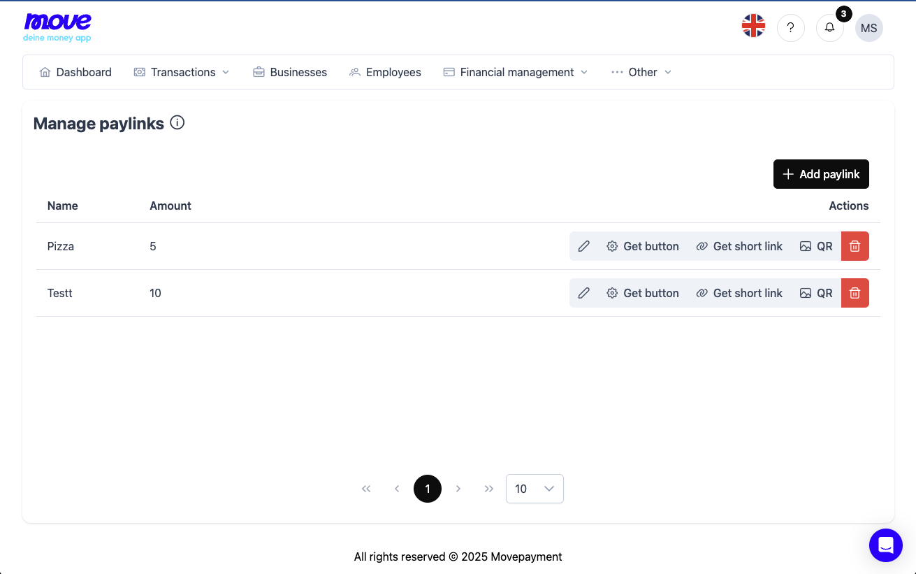 Move Payment Ecommerce API Documentation